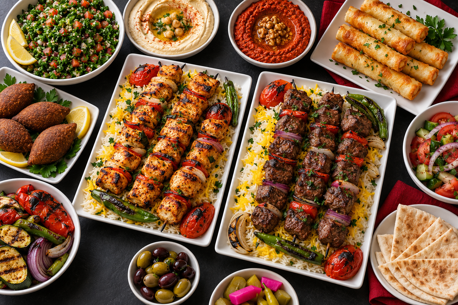 Illustrative grilled food with rice