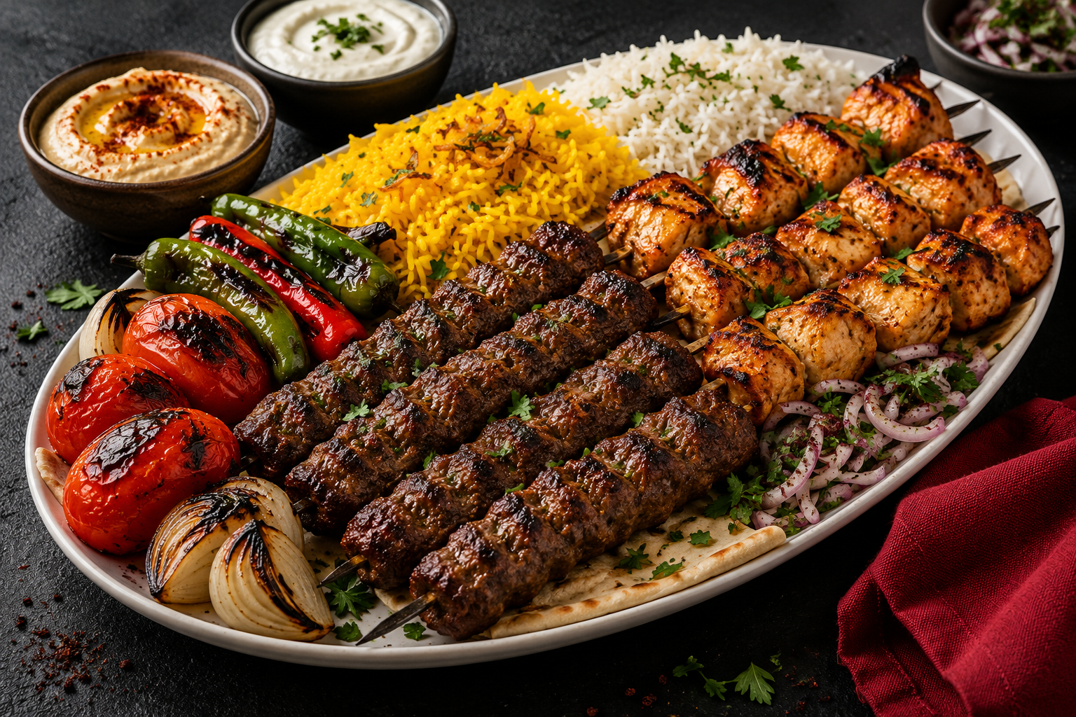 Illustrative grilled food with rice